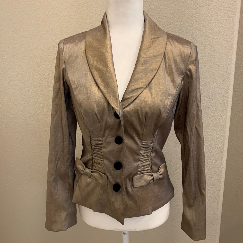 Patra Metallic Evening Blazer w/ Velvet Buttons